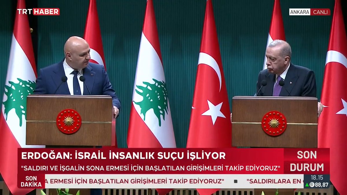 Lübnan Cumhurbaşkanı Avn: Türkiye Cumhuriyeti’ne, hükümetine, liderliğine ve halkına en zor döneminde Lübnan’ın yanında durdukları için teşekkür ediyorum.