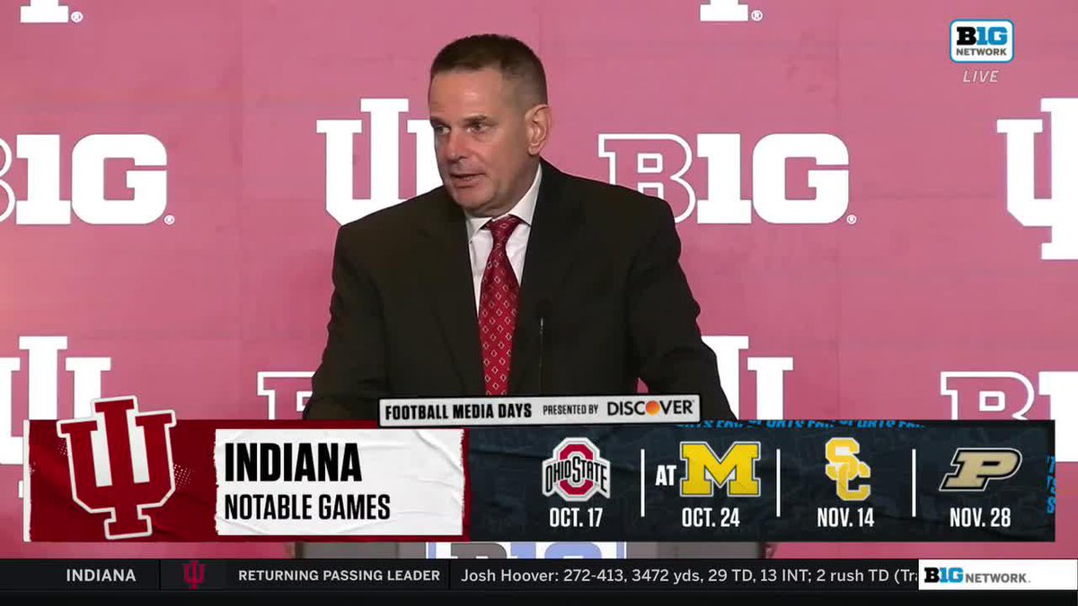 "We believe that everything is earned, not given." Indiana Football Curt Cignetti on next man up mentality 👇 #B1GMediaDay