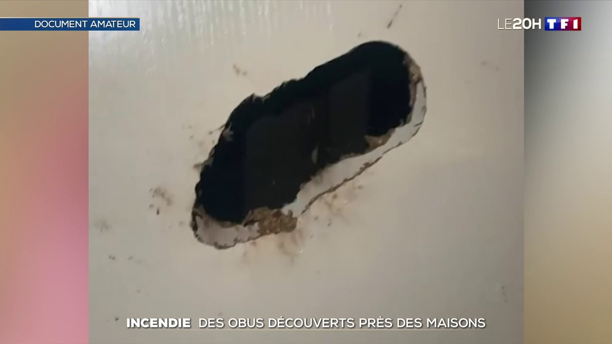 Au Porge, au milieu de ces paysages de désolation, des munitions allemandes de la Seconde Guerre mondiale ont été découvertes enfouies dans le sable. L'une d'elles a explosé, déclenchée par les flammes, et a fini sa course dans le mur d'une maison #LE20H