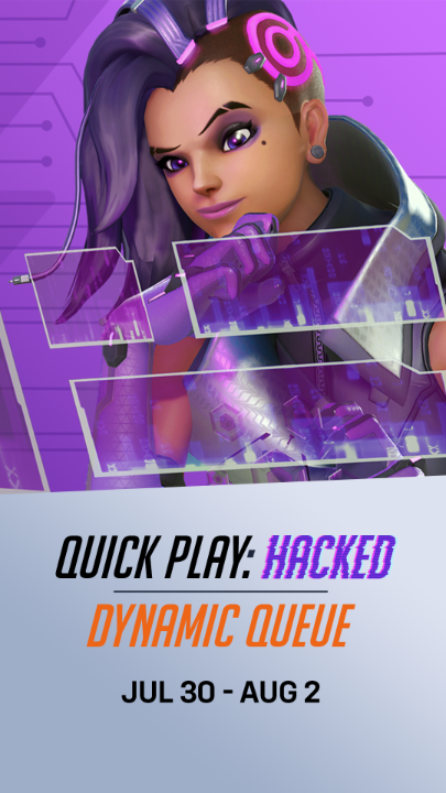 Quick Play Hacked is back for a limited time with the new 6v6 Dynamic Queue 👾 Experiment with better match quality and queue times by shifting between traditional 2-2-2 Role Queue and more flexible team compositions based on real-time player demand. Jump in now through Aug 2.