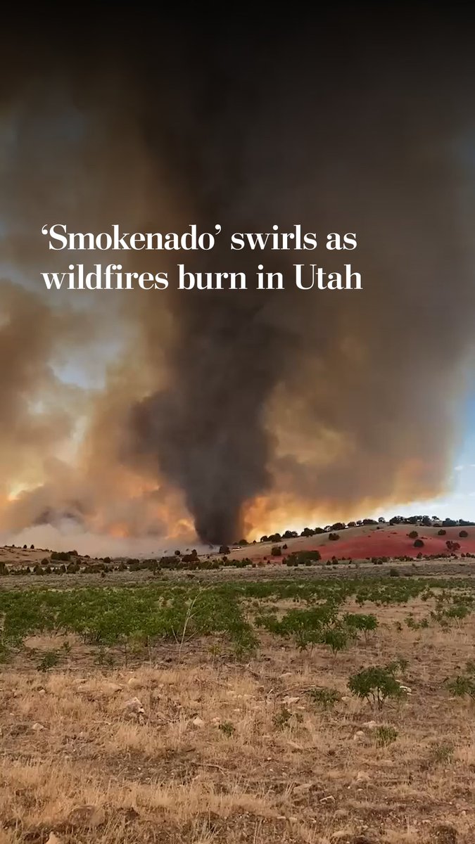 A fire whirl or “smokenado” was seen swirling as the Widemouth 2 fire burned near Kanosh in Millard County, Utah, prompting evacuation orders. Smokenados are capable of wind damage similar to weak or moderate tornadoes, according to the U.S. Forest Service.