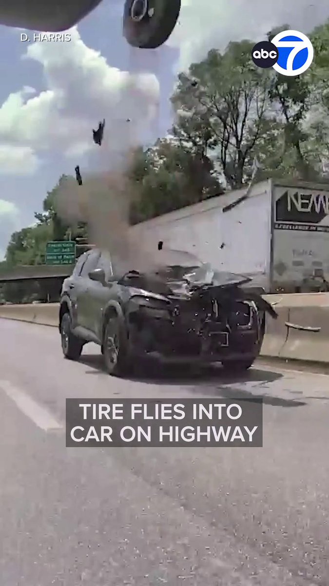 WILD! Dashcam video captured a loose tire rolling along Interstate 76 in Philadelphia before it slammed into an SUV.