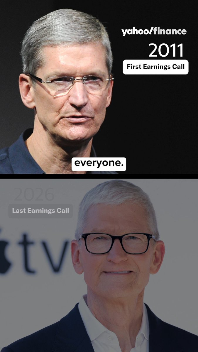 Tim Cook has left a lasting legacy at Apple, from his first earnings call as CEO in 2011 to his last one in 2026.