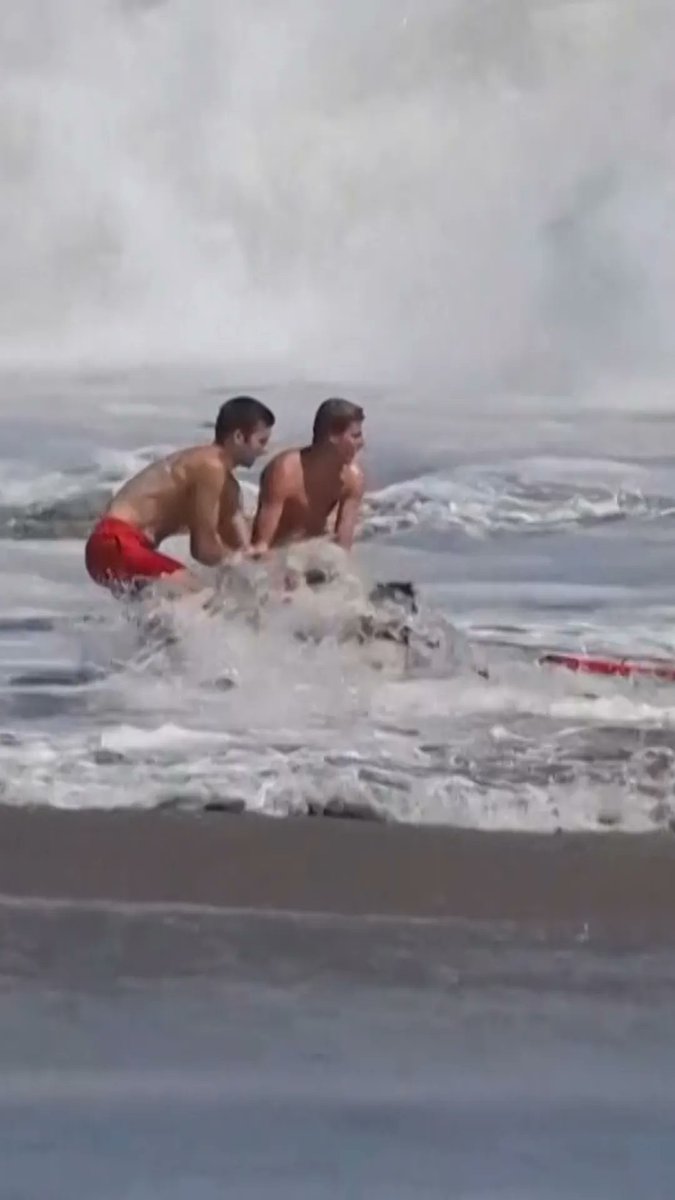 The father of a 10-year-old who was rescued from pounding surf off the California coast says he is beyond grateful to the lifeguard who saved his son.
