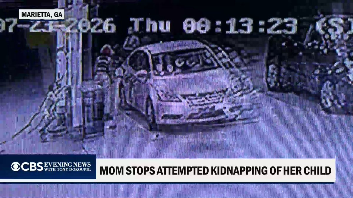 A mother used a gas pump as a weapon after a man attempted to abduct her child at a gas station in Atlanta. Police say the suspect has been jailed and charged with attempted kidnapping.