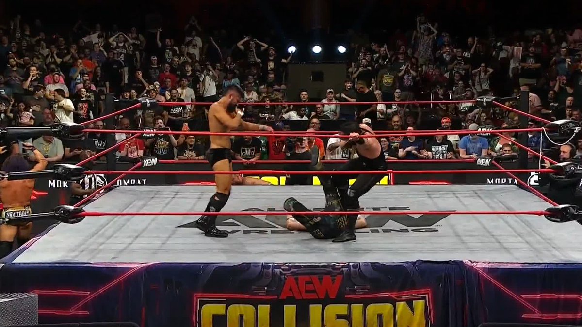 The Motor City Machine Guns help the Bang Bang Gang turn the tables against the Death Riders and The Dogs! Watch #AEWCollision LIVE on TNT &amp; HBO Max