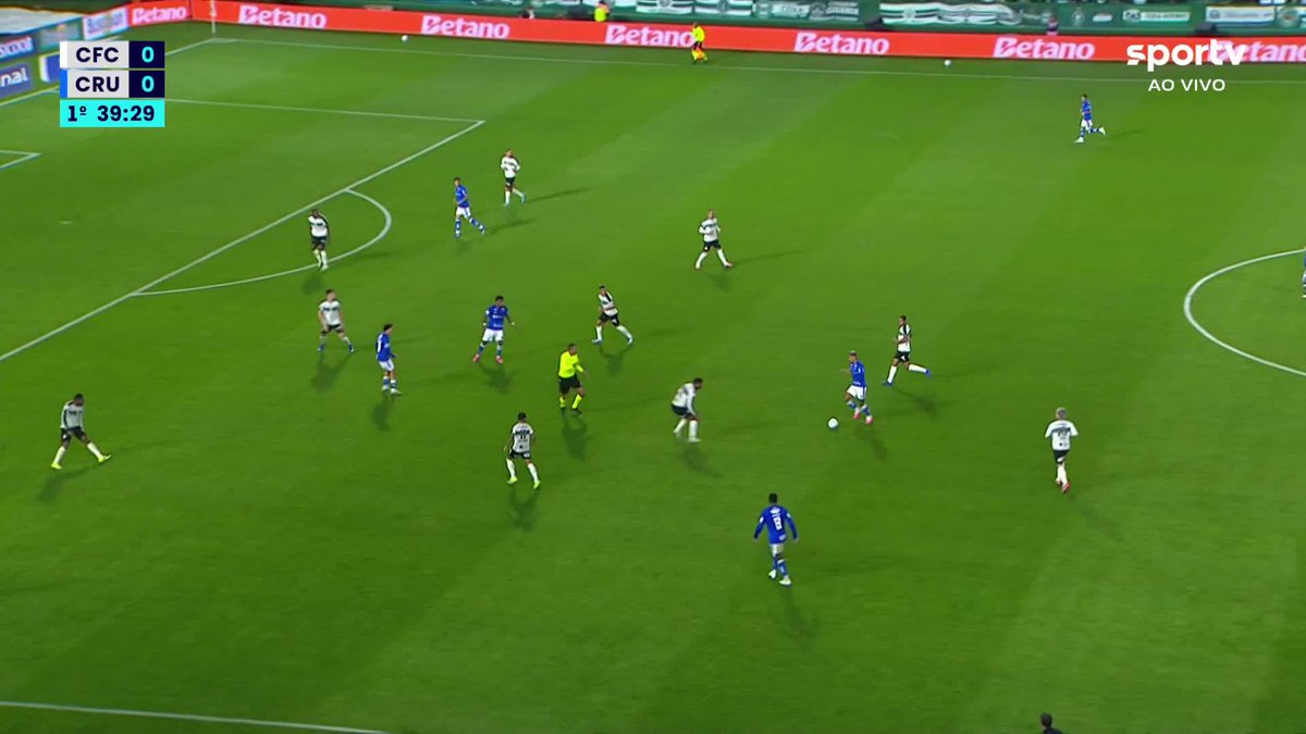 Fechou o tempo! Matheus Pereira ficou reclamando de falta, mas o árbitro não marcou nada. Na sequência, houve empurrão de Tiago Cóser em no jogador do Cruzeiro. #Futebol #Brasileirão #Coritiba #Cruzeiro