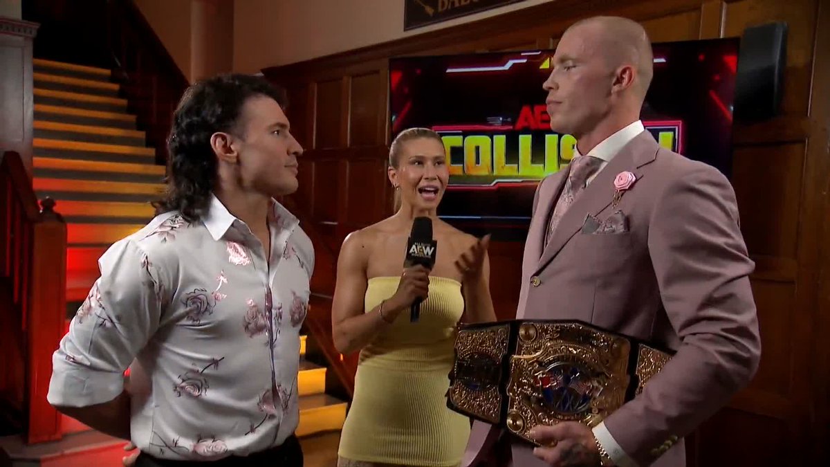 "You won't be at your best until you break free from Don Callis!" Speedball Mike Bailey wants #AEW International Champion @KyleFletcherPro at his best next week at #AEWGrandSlam Mexico, and then things break down between them ... Watch #AEWCollision LIVE on TNT & HBO Max