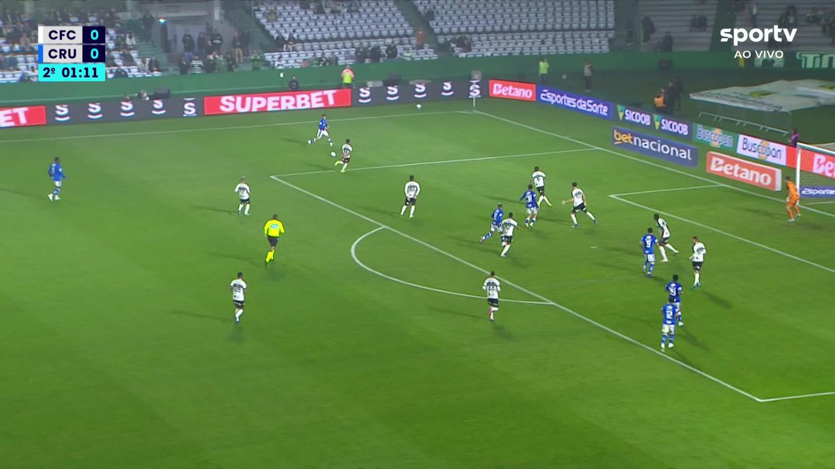 Quase o primeiro do Cruzeiro! No cruzamento, William pegou bonito de primeira, mas Pedro Morisco fez uma boa defesa. #Futebol #Brasileirão #Coritiba #Cruzeiro