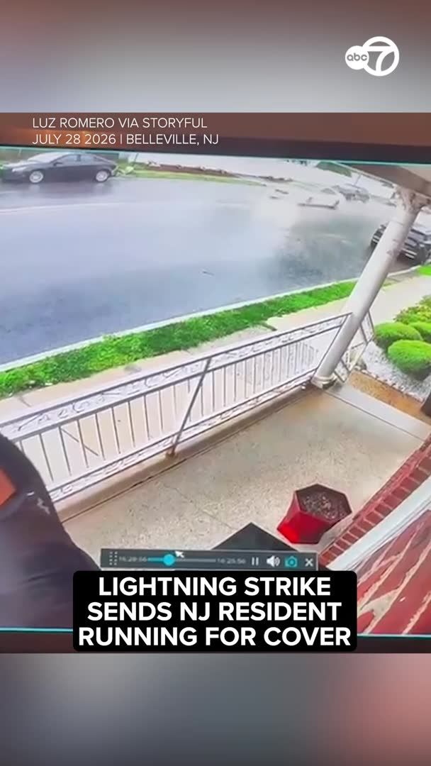 A New Jersey resident got a fright when lightning struck just feet away from their Belleville home on Tuesday, July 28, as severe thunderstorms battered the region.