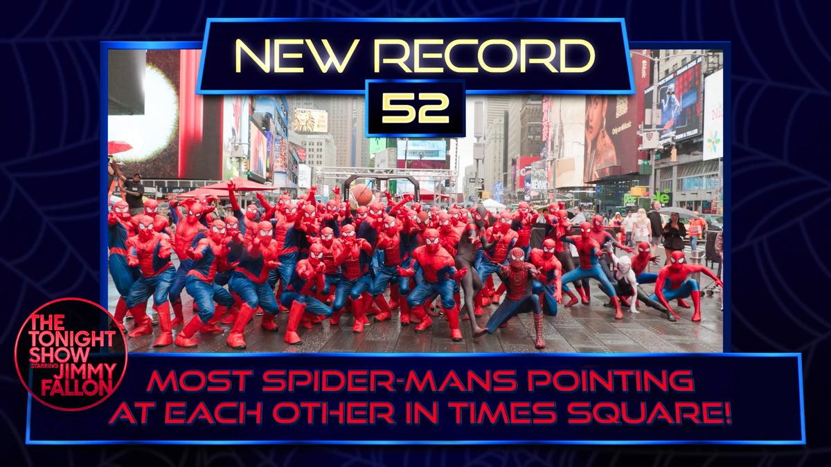 In honor of Spider-Man Movie: Brand New Day, the Tonight Show breaks the record for most Spider-Mans in Times Square! #FallonTonight #SpiderManBrandNewDay