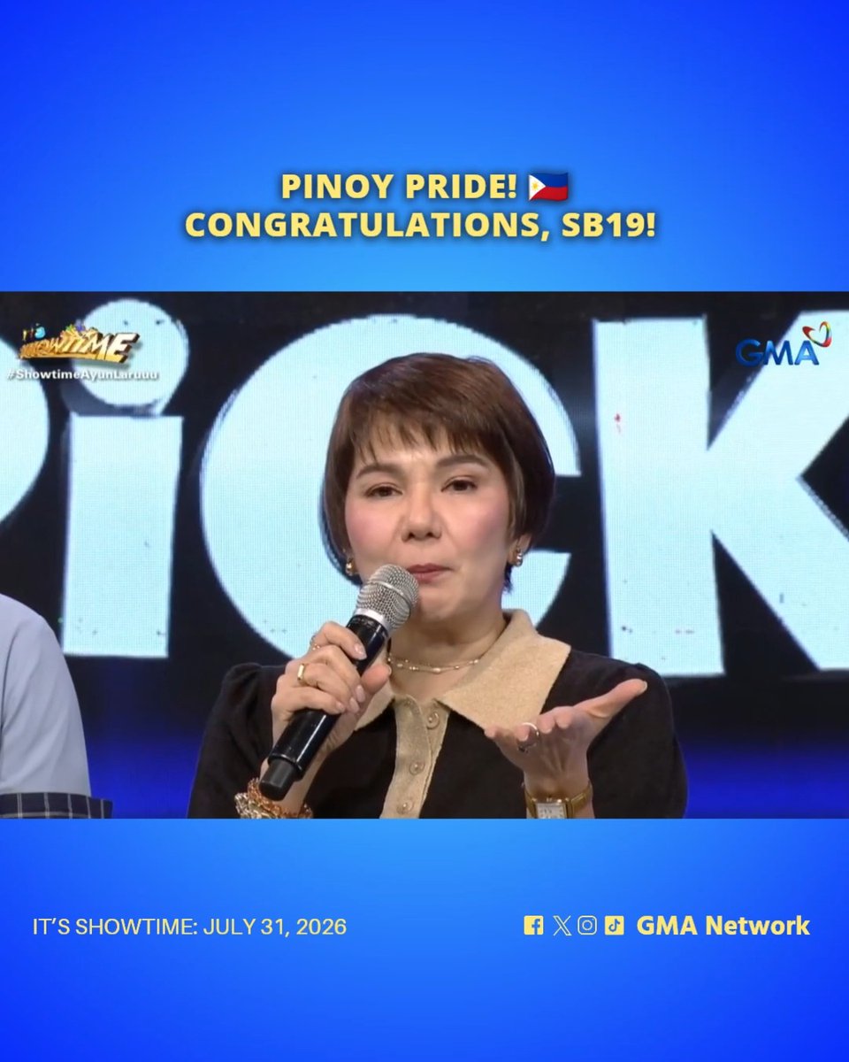 #ItsShowtime #Highlights: Proud kami sa inyo, #SB19! 🇵🇭 Watch #ItsShowtime every 12:00 p.m. from Monday to Saturday on GMA. For more videos, visit: Watch the full episodes of your favorite GMA shows on the new GMA Play app. Download now on Google Play and App Store. Also available on and Android TVs! #ISTReels #LaroLaroPick #VhongNavarro #AmyPerez #KimChiu