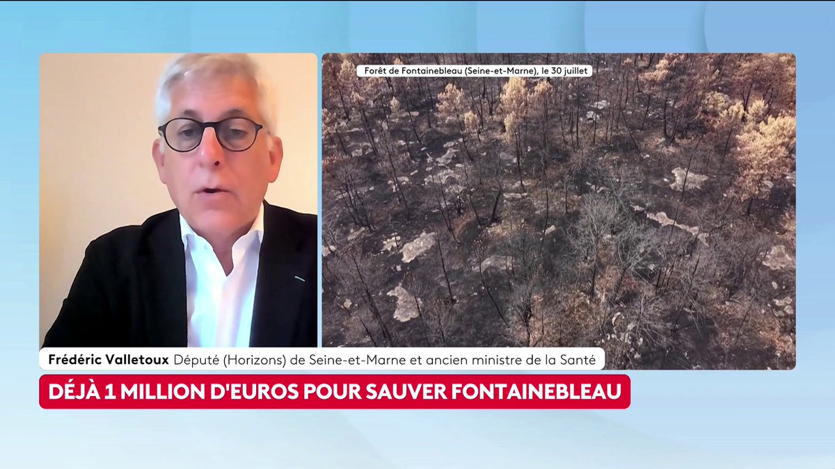 🔴 🗣 Incendie à Fontainebleau : "C'est la première fois qu'au Nord de la Loire, on avait un feu de cette ampleur. Trois Canadair dans le ciel de Fontainebleau, c'était du jamais vu", déclare Frédéric Valletoux, député Horizons de Seine-et-Marne. #canal16