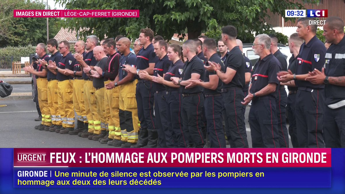🔴 Feux en Gironde : l'hommage aux pompiers morts ➡️ Une minute de silence est observée par les pompiers