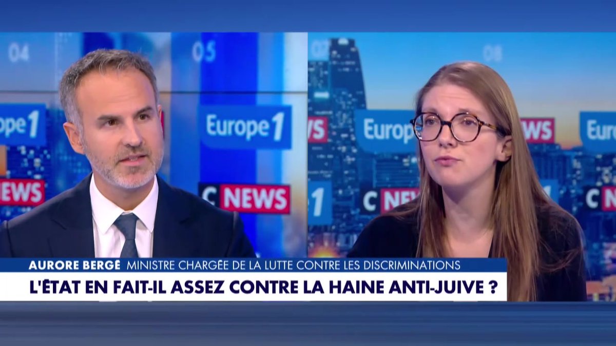 Aurore Bergé qui n’a pas eu un mot pour toutes les affaires de racismes du mois remet une couche de mensonges déjà débunkés sur le concert de Barbara Butch sur TV racistes Pire ministre de la lutte contre les discriminations ever