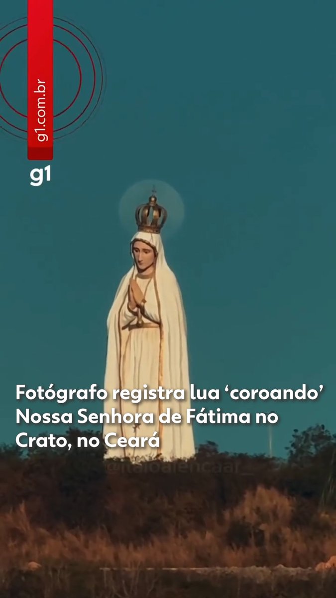 Fotógrafo registra lua 'coroando' Nossa Senhora de Fátima, no Crato (CE) #g1