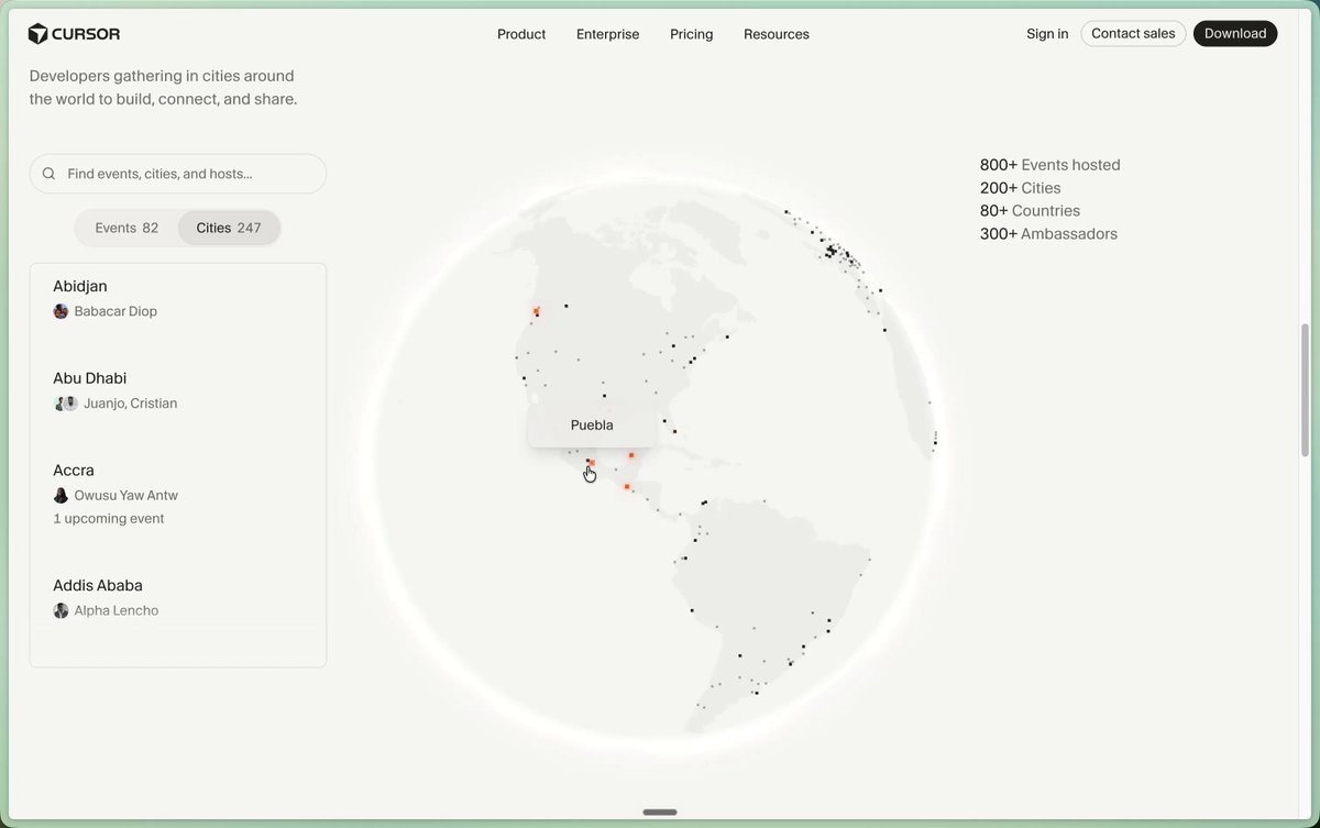Cursor community events in 250 cities Reach out if your city's missing