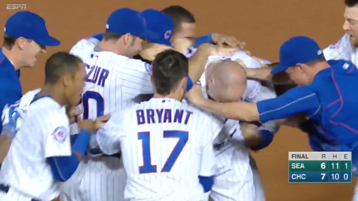 Pinch-hit Two-strike Walk-off bunt In extra innings By a pitcher! Jon Lester and the 2016 Chicago Cubs were magical ✨ (MLB x New York Life)