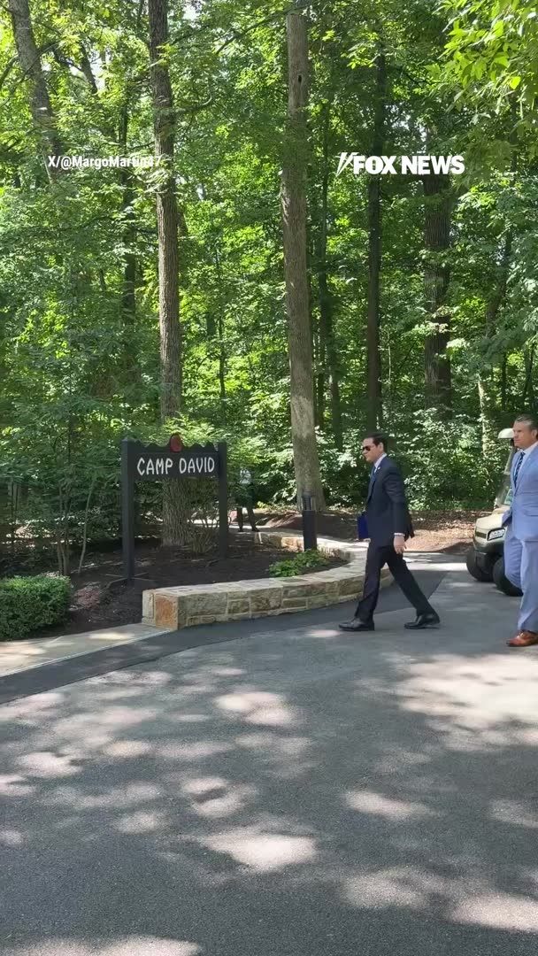 NOW: Secretaries Pete Hegseth, Marco Rubio, Doug Burgum and White House Chief of Staff Susie Wiles enter Camp David for the first-ever televised Cabinet meeting. | Margo Martin