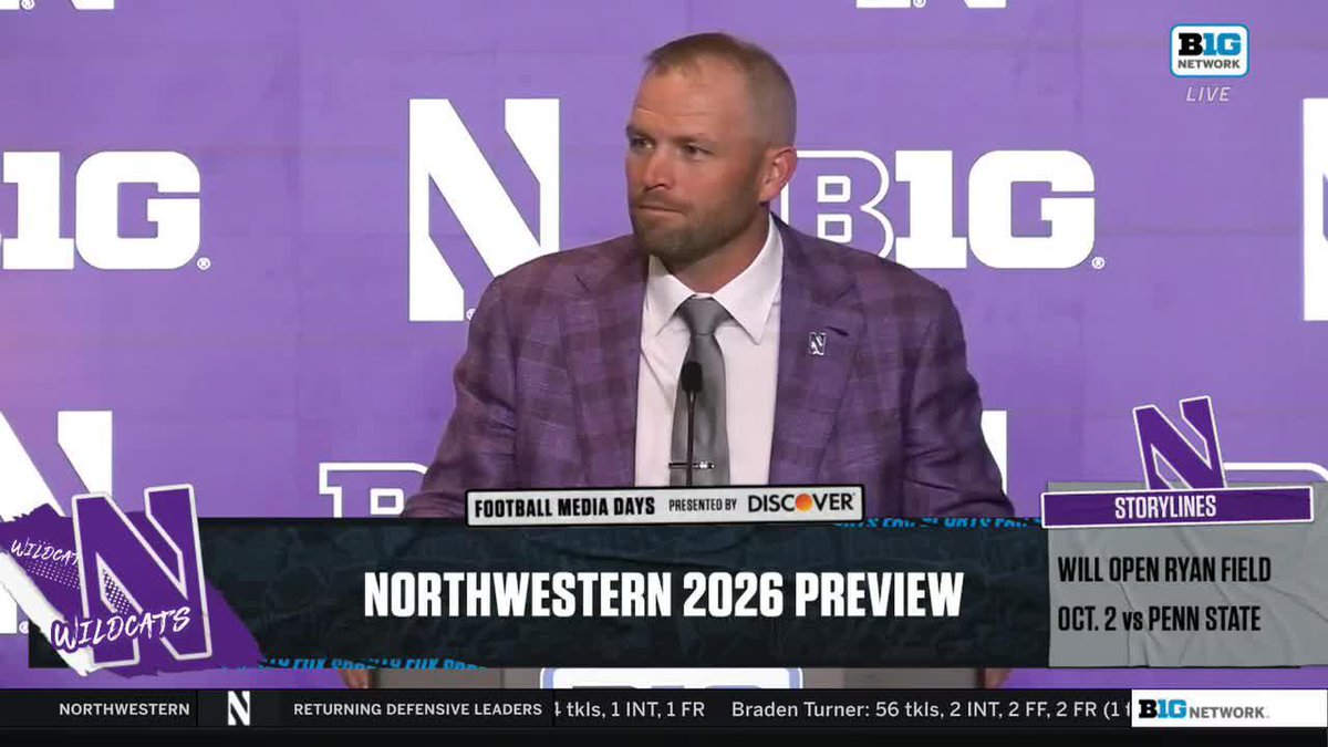 Week 7 will be a big one for David Braun. That's when the Northwestern coach will face Pat Fitzgerald, the man who brought him to Evanston in early 2023. Braun expressed his gratitude to Fitzgerald at Big Ten Conference media days 👇