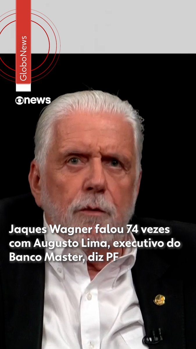 A Polícia Federal encontrou registros de 74 ligações telefônicas entre Jaques Wagner e Augusto Lima, ex-sócio do Banco Master. A informação foi confirmada depois da revelação de que o ministro André Mendonça autorizou a quebra do sigilo telefônico do senador. Ainda segundo a Polícia Federal, Jaques Wagner também recebeu presentes com bilhetes escritos à mão enviados por Guilherme Sodré, que já foi alvo de operação da PF por suspeita de ser um operador do Banco Master. Estes presentes incluiriam vinhos com valores entre R$ 2.300 a R$ 5.500. #g1