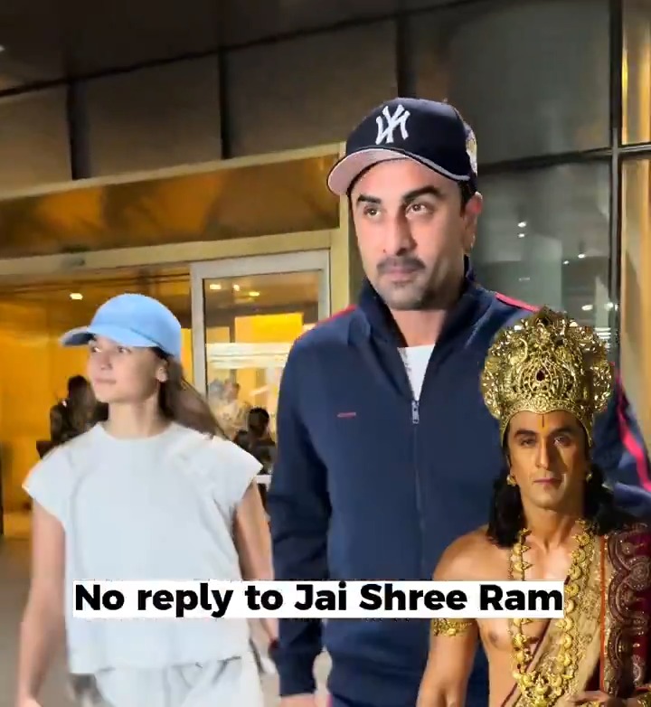 Recently, Alia Bhatt and Ranbir Kapoor were spotted at airport and were greeted with Jai Shree Ram They didn't even bother to respond And this is the guy playing Bhagwan Ram in Namit Malhotra's Ramayana