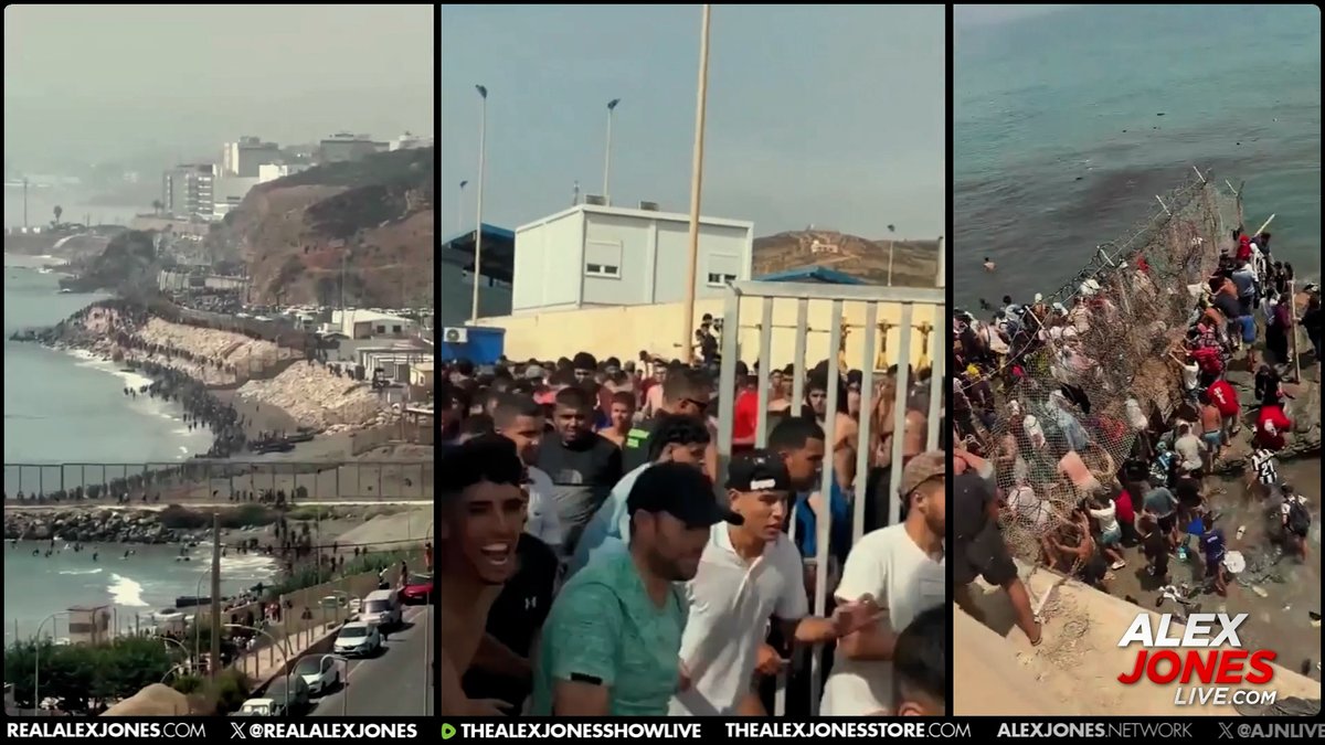 BREAKING VIDEO: Over 50,000 Military-Aged Men Invade Spanish Enclave As Chaos And Riots Erupt! Alex Jones Breaks Down How The Historical Significance Of This Islamic Clash With Spain That Looks Like Scenes Out Of The Movie "World War Z" PLUS, Learn How Israel & Netanyahu Worked With Arab North Africans To Encourage This Invasion! 🔴WATCH/SHARE ALEX JONES LIVE NOW: