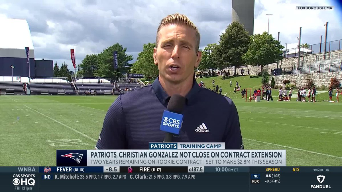 .Evan Washburn with an update from Patriots training camp on a contract extension for Christian Gonzalez.