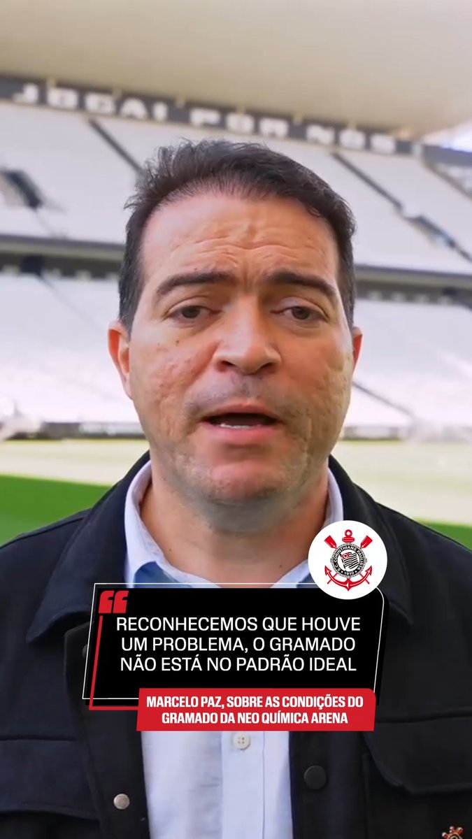 "FOMOS PEGOS DE SURPRESA" 🌱👀 Depois de duas lesões e muitas críticas ao gramado da Neo Química Arena, que foi trocado durante a pausa para a Copa do Mundo, Marcelo Paz, executivo de futebol do Corinthians, reconheceu as más condições do gramado e prometeu uma 'força-tarefa' para estar em melhores condições para o jogo contra o Internacional, pela Copa do Brasil. via corinthians/Instagram #FutebolNaESPN #corinthians