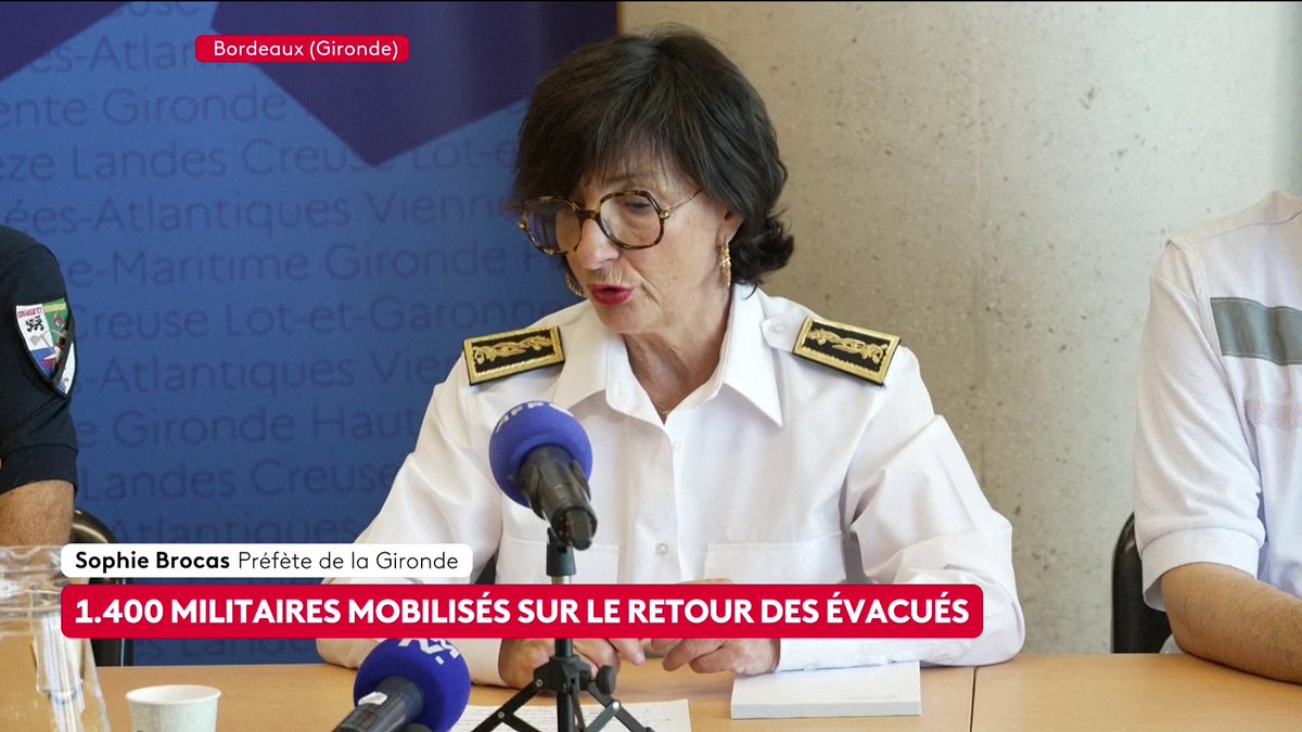🔴 “Au total aujourd’hui, ce sont 198 000 personnes sur les 220 000 qui avaient été évacuées qui ont pu reprendre le chemin de leurs domiciles“, annonce Sophie Brocas, préfète de Gironde. #canal16
