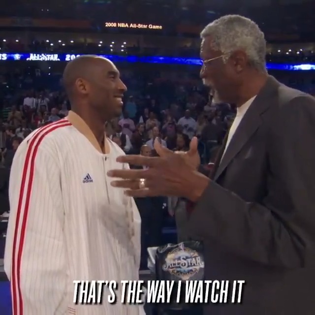 Great moment between Bill Russell and Kobe "I couldn't be more proud of you than if you were my own son."
