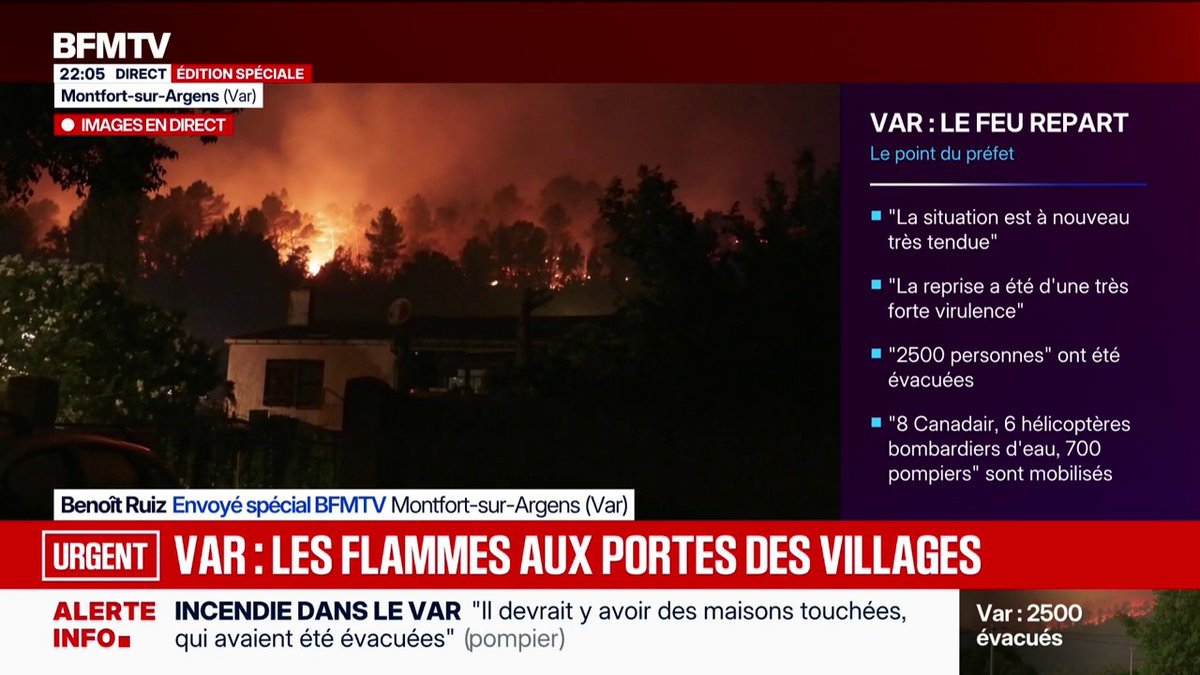 Incendie dans le Var: les images des flammes aux portes des villages