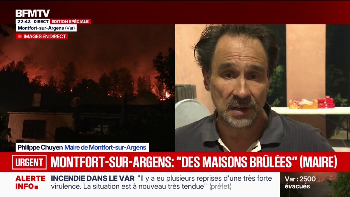 Incendie dans le Var: "En quelques heures, le village a été encerclé par les flammes", raconte le maire de Montfort-sur-Argens Philippe Chuyen