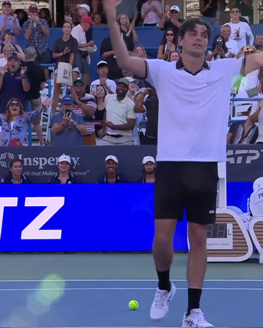 Saved his best for last 😜 Taylor Fritz saves a match point to earn his first win over Alex Michelsen 6-1 3-6 7-6! #MubadalaDCOpen