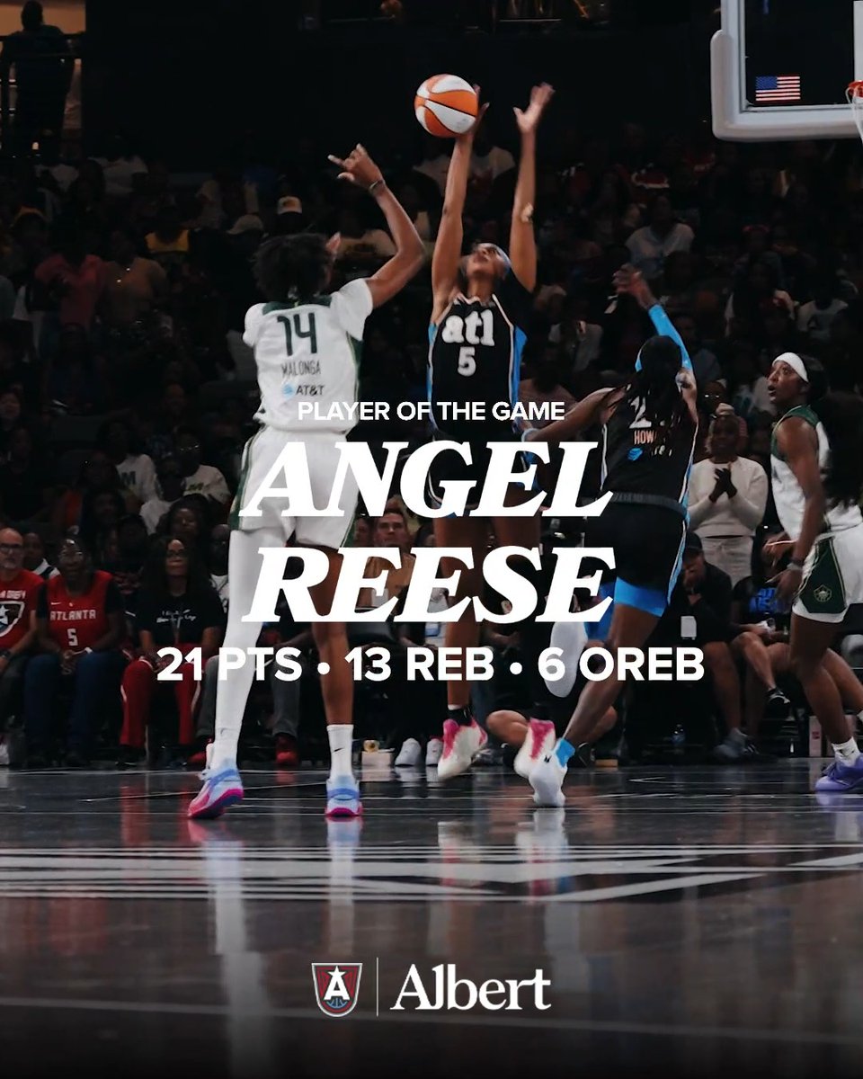 She's going BACK TO BACK 💯 From earning a spot atop Dream history to back-to-back 3s and everything in between, Angel Reese came up BIG in the win! She's YOUR Albert Player of the Game!