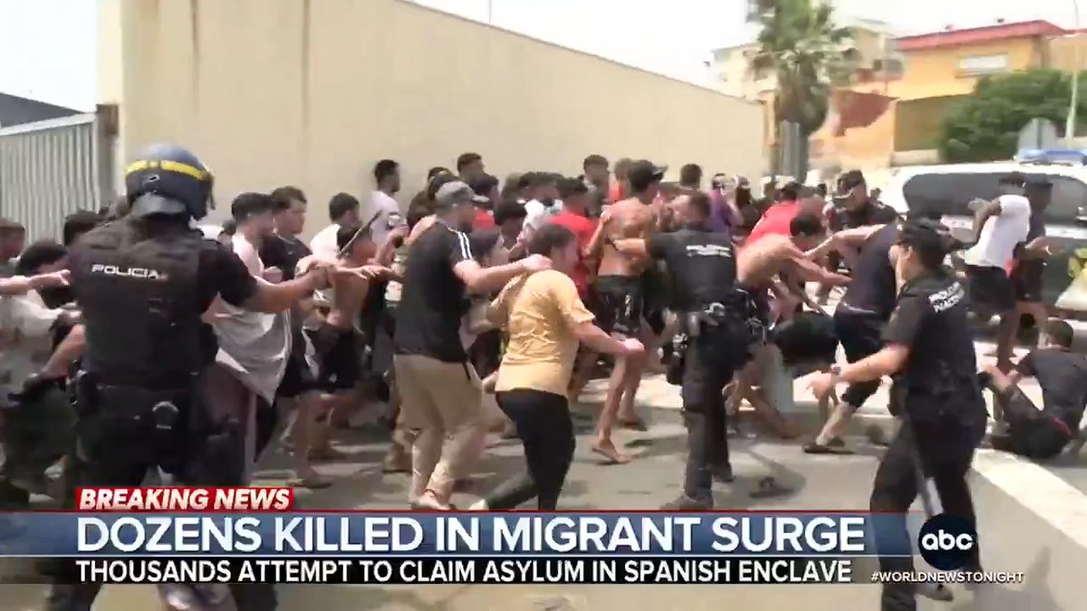 Alarming images after thousands of people swam around border fences to claim asylum in Europe, Spain deploying its own military to handle the situation. Britt Clennett reports as dozens died along the way.