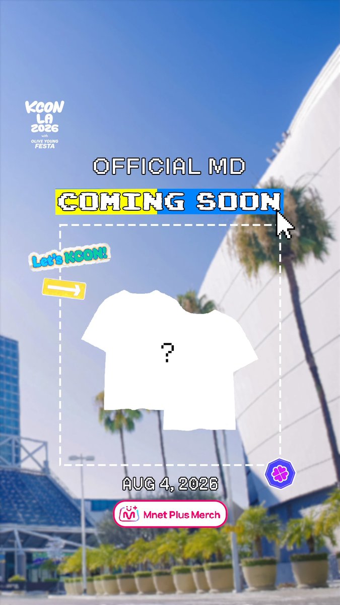 [#KCONLA2026] COMING SOON: OFFICIAL MD Wear the KCON vibe 🎶✨ New OFFICAIL MD is almost here. See you on Aug 4! 🛍️Mnet Plus Merch - KCON LA 2026 AUG 14-16 Arena, LA Convention Center Let’s #KCON