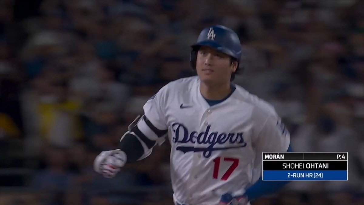 💥 #大谷翔平 第24号逆転2ランホームラン！ 弾丸ライナーで飛び込む痛烈な確信弾🔥 1点差の5回裏、ライトスタンドへ 112.1マイル(180.4キロ)の逆転弾を放つ！ 👉これで岡本&amp;村上と並んで 日本人トップタイの24本塁打です🇯🇵 #日本人選手情報