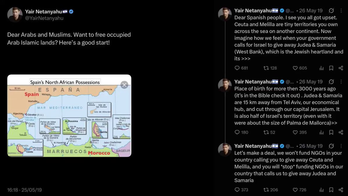 Hola Santiago Abascal 🇪🇸 y Ayuso, el hijo de Netanyahu está pidiendo que nos invadan. ¿Vais a decir algo? Traidores a la patria. 🇪🇸🇪🇸