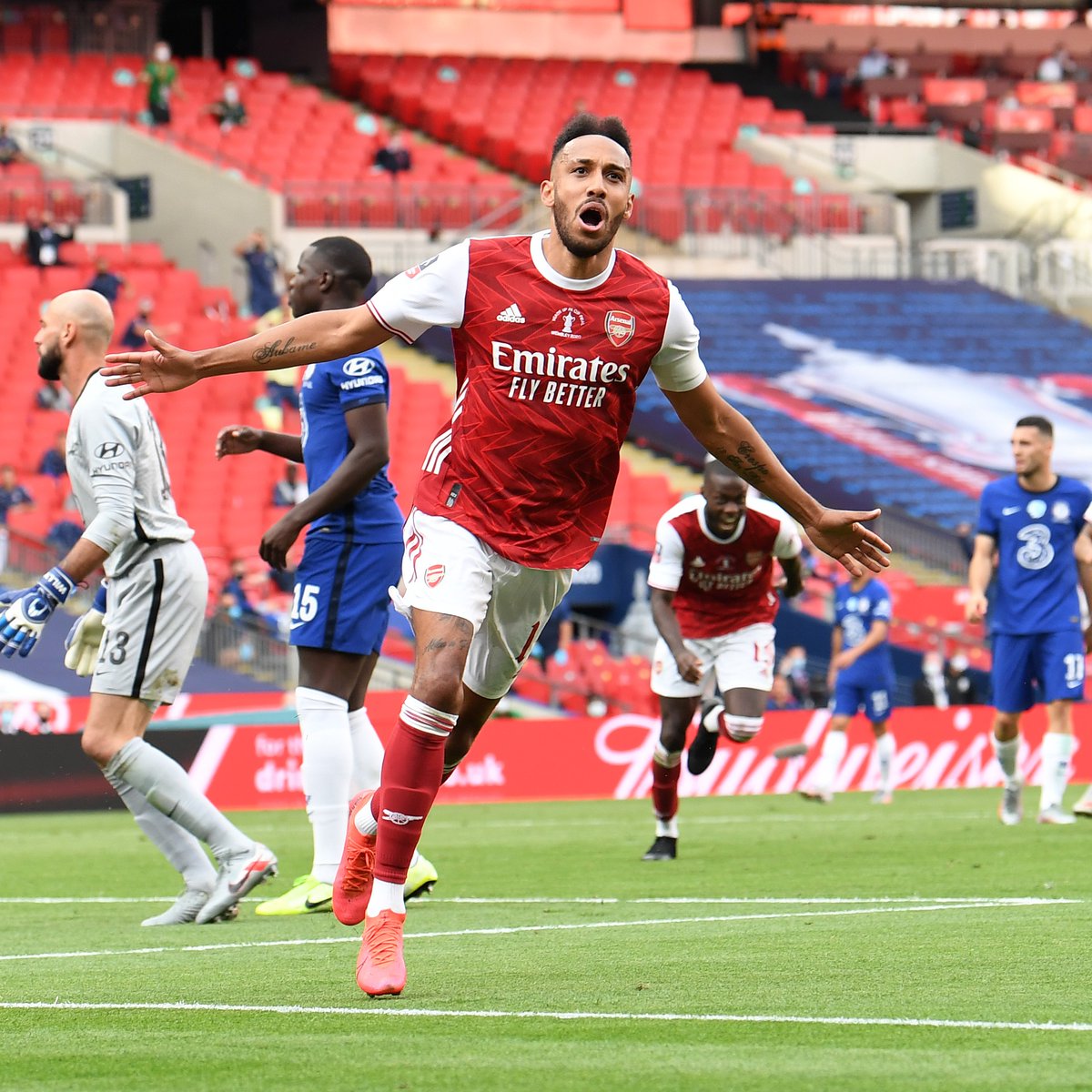On this day in 2020: Arsenal came from behind to beat Chelsea 2-1 to win a record 14th FA Cup to cap off the extended 2019/20 season with silverware. ✅🏆 🔵 Pulisic (5’) 🔴 Aubameyang [pen] (28’) 🔴 Aubameyang (67’) 🟥 Kovacic (73’)