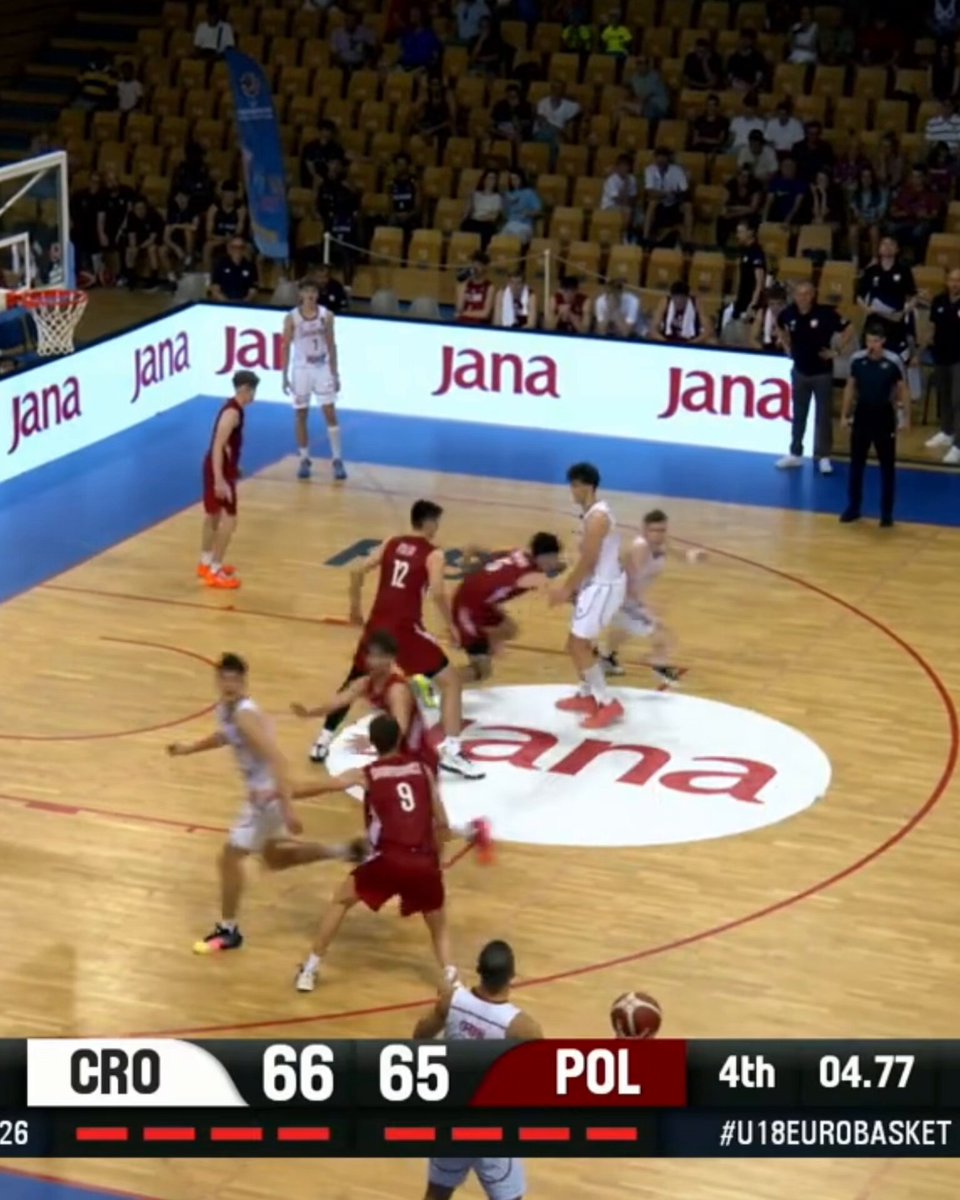 This is the most insane thing you'll see today 😳 Poland 🇵🇱 came back from down 7 with 48 secs left, and hit this unreal game-winner in #U18EuroBasket B 🤯