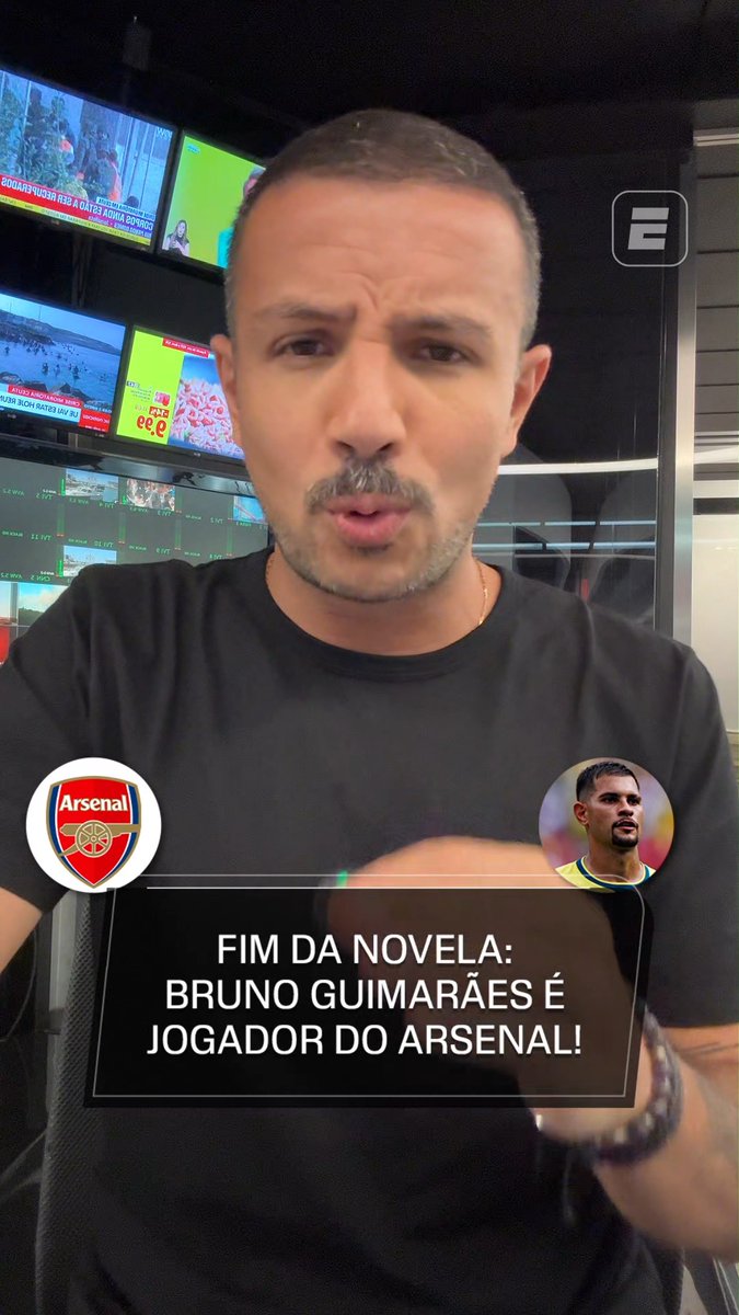 FIM DA NOVELA! O Arsenal fechou na noite da última sexta-feira (31) a contratação de Bruno Guimarães por um valor global que pode atingir até 80 milhões de libras (R$ 547 milhões, na cotação atual), segundo apurou a ESPN. Os Gunners aceitaram pagar 70 milhões de libras (R$ 478,5 milhões) de forma fixa, com mais 10 milhões de libras (R$ 68,5 milhões) por objetivos, para garantir a chegada do volante brasileiro. ASSISTA a Premier League pela ESPN no Plano Premium do #DisneyPlus! #PremierLeagueNaESPN #Arsenal