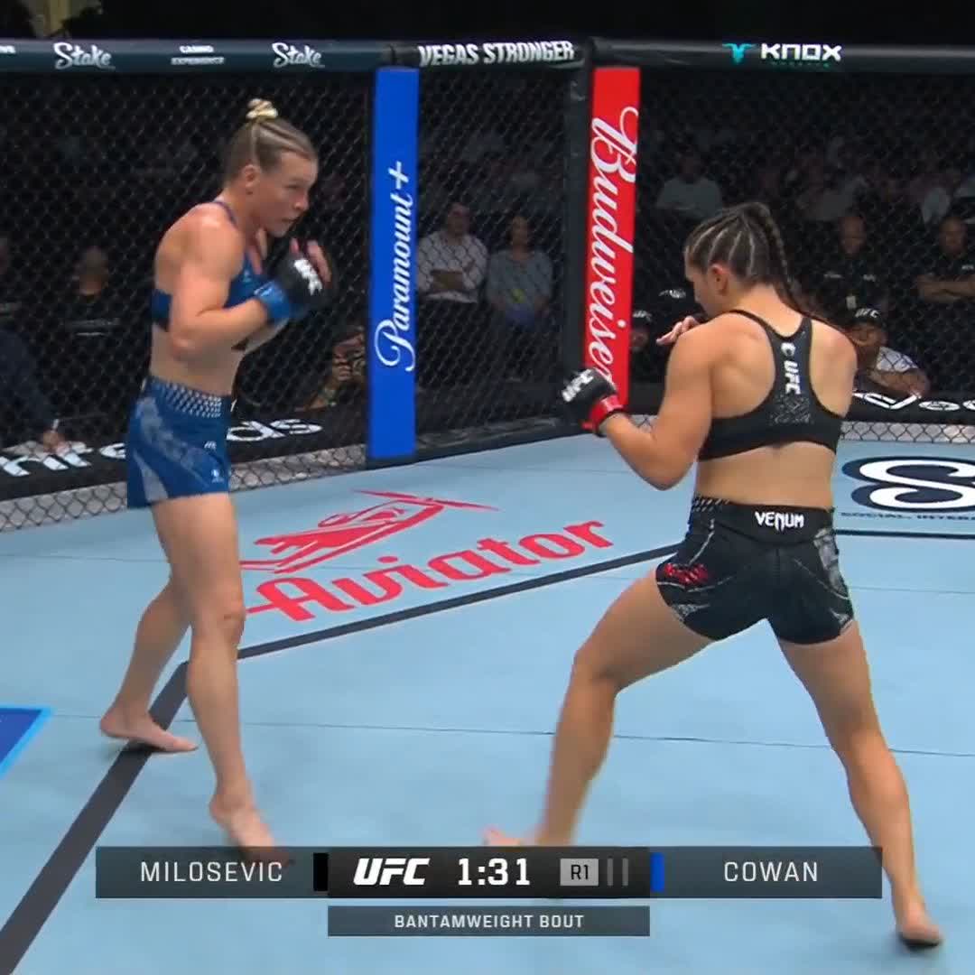 3๏ธโฃ FIGHTS 3๏ธโฃ FINISHS !!! Nina Milosevic s'impose par TKO au premier round. ๐ณ #UFCBelgrade