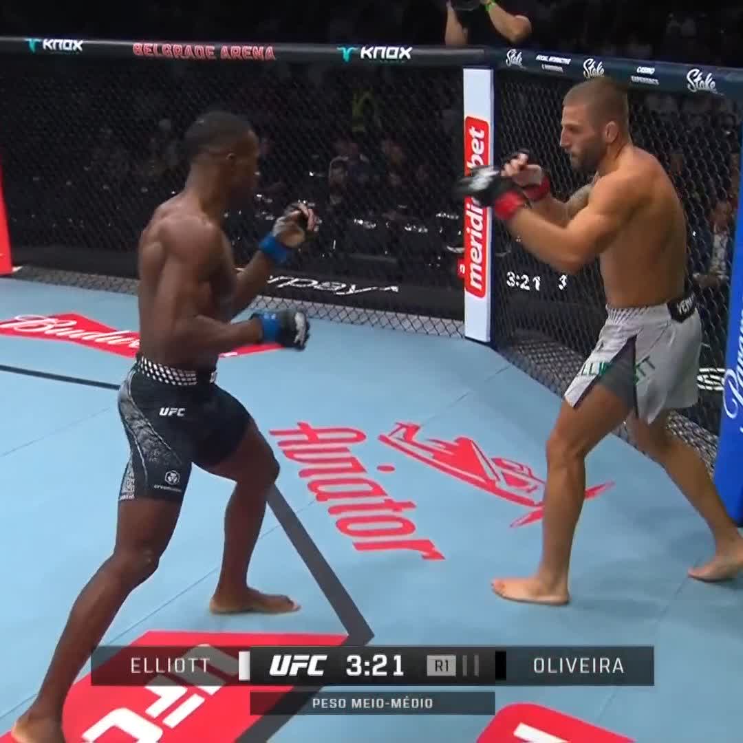 PQP, PQD! 🔥 Nocaute no primeiro round para o estreante brasileiro Michael Oliveira! 🇧🇷 [ #UFCBelgrado | Ao vivo somente no @ParamountPlusBR ]