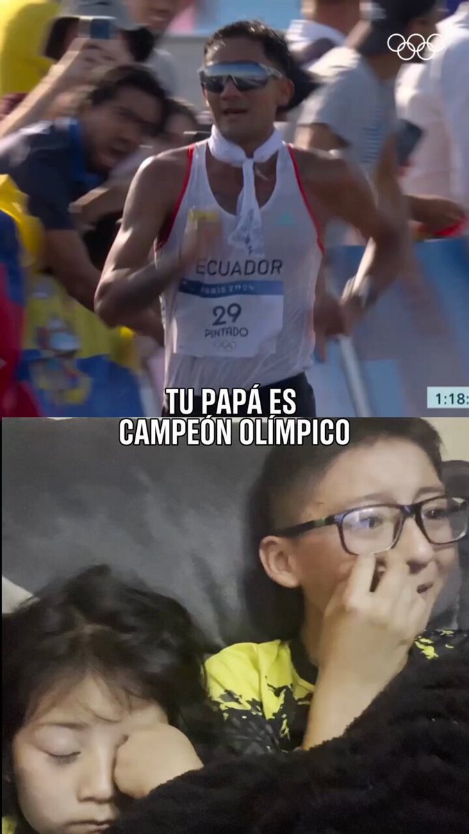Sus hijos estuvieron con él en cada paso 🥹 Hace 2️⃣ años, Daniel Pintado hacía historia al ganar el oro en los 20km marcha para Ecuador. 🇪🇨🥇 ¡Un oro lleno de emoción! ❤️‍🔥 #JuegosOlímpicos | Brian Daniel Pintado A. Comite_Olimpico_Ecu