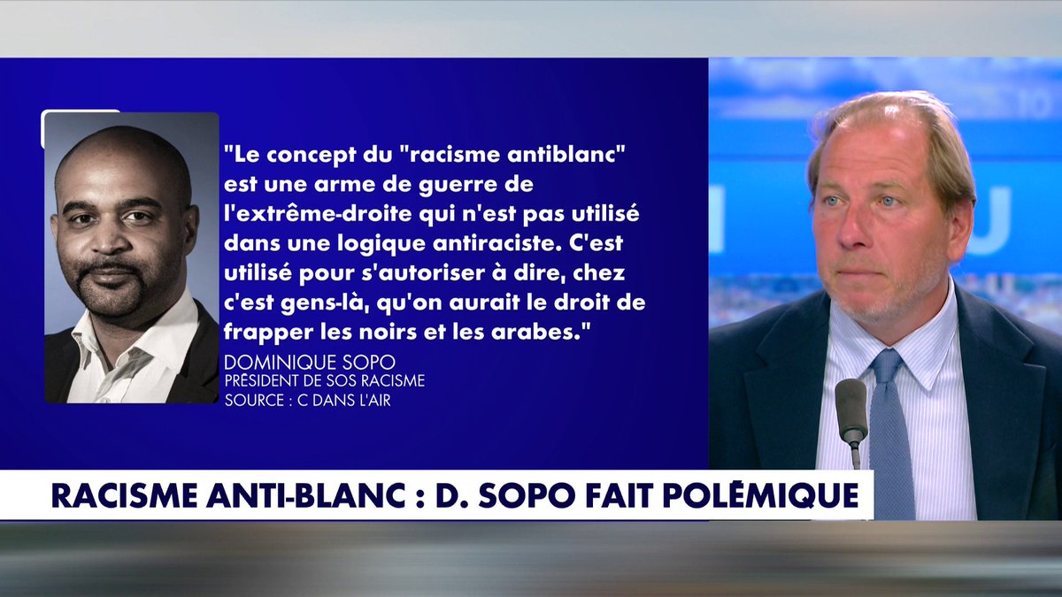 Raphaël Stainville, journaliste au JDD, sur les propos polémiques de Dominique Sopo concernant le racisme anti-blanc : «Il y a un parti du déni», dans #HDPros2Ete Toute l'info est à retrouver sur