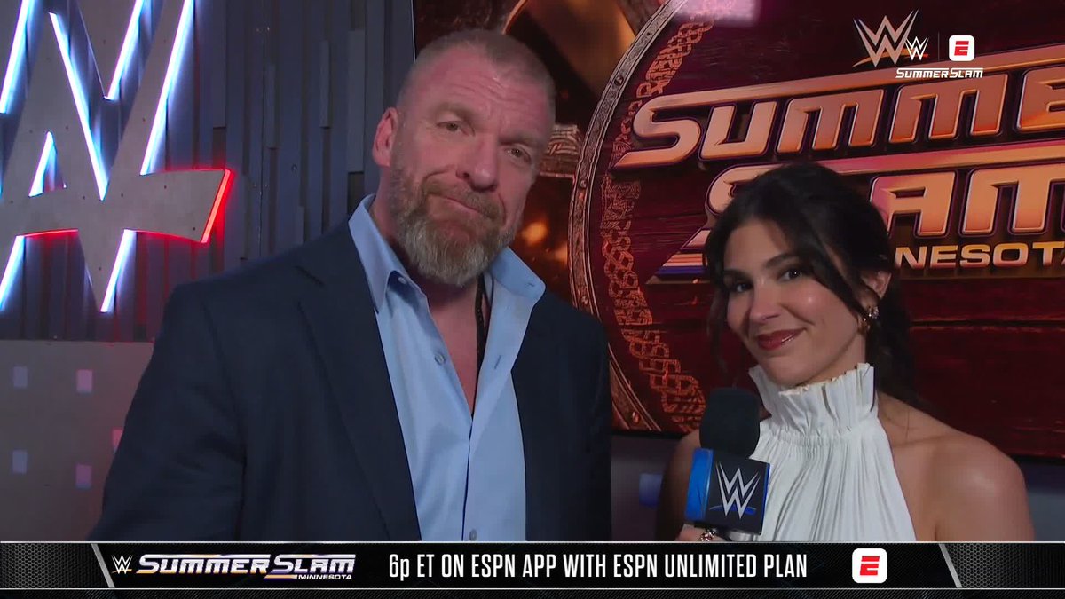.Triple H previews the STACKED card for #SummerSlam Night 1 with Cathy Kelley 🫡 #SummerSlam streams TONIGHT at 6PM ET/3PM PT on the ESPN App with ESPN Unlimited!