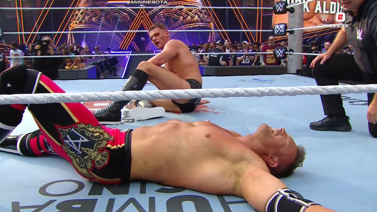 "The Career Killer" strikes AGAIN 🫢 GUNTHER has defeated Nick Aldis at #SummerSlam.