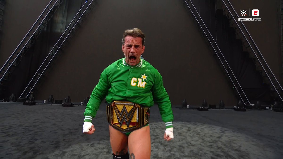 CM Punk paying homage to Minnesota with a classic North Stars jacket 👏 #SummerSlam