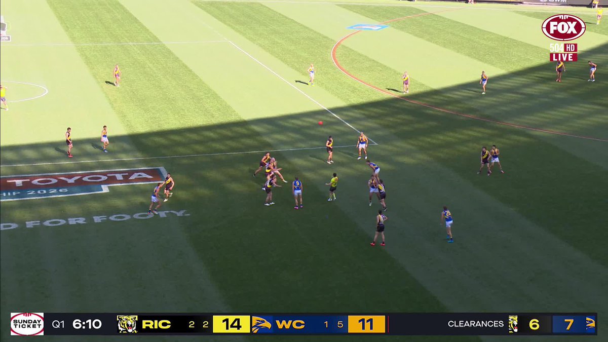 'THAT'S A FREE KICK!' ⁉️ West Coast weren't awarded a free kick for this marking contest that proved divisive in the Fox Footy comms box... and it cost the visitors instantly! ✍️ #AFLTigersEagles BLOG 🔢 MATCH CENTRE